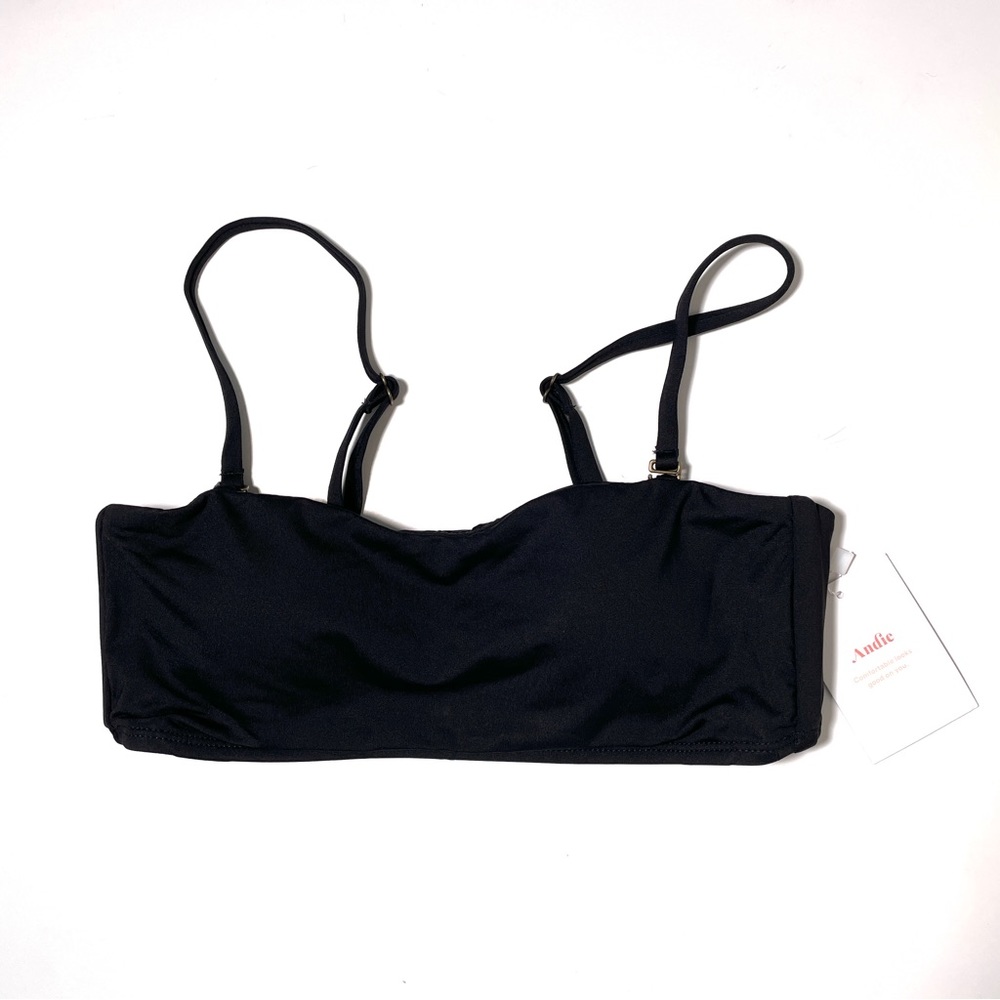 ANDIE THE RIO TOP SWIM BIKIN TOP REMOVABLE STRAPS BLACK SIZE SMALL NWT
